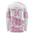 Fiji Rugby 2025 Custom Long Sleeve Shirt Fijian Tapa Toso Viti Toso - Pink