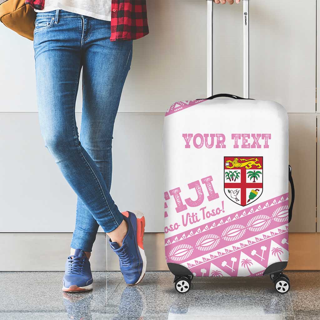 Fiji Rugby 2025 Custom Luggage Cover Fijian Tapa Toso Viti Toso - Pink