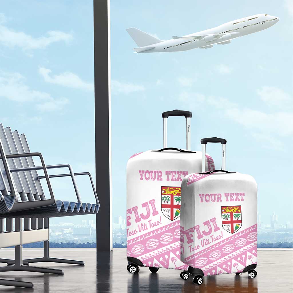Fiji Rugby 2025 Custom Luggage Cover Fijian Tapa Toso Viti Toso - Pink
