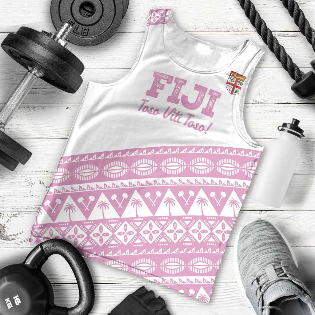 Fiji Rugby 2025 Custom Men Tank Top Fijian Tapa Toso Viti Toso - Pink