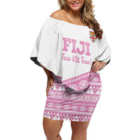 Fiji Rugby 2025 Custom Off Shoulder Short Dress Fijian Tapa Toso Viti Toso - Pink