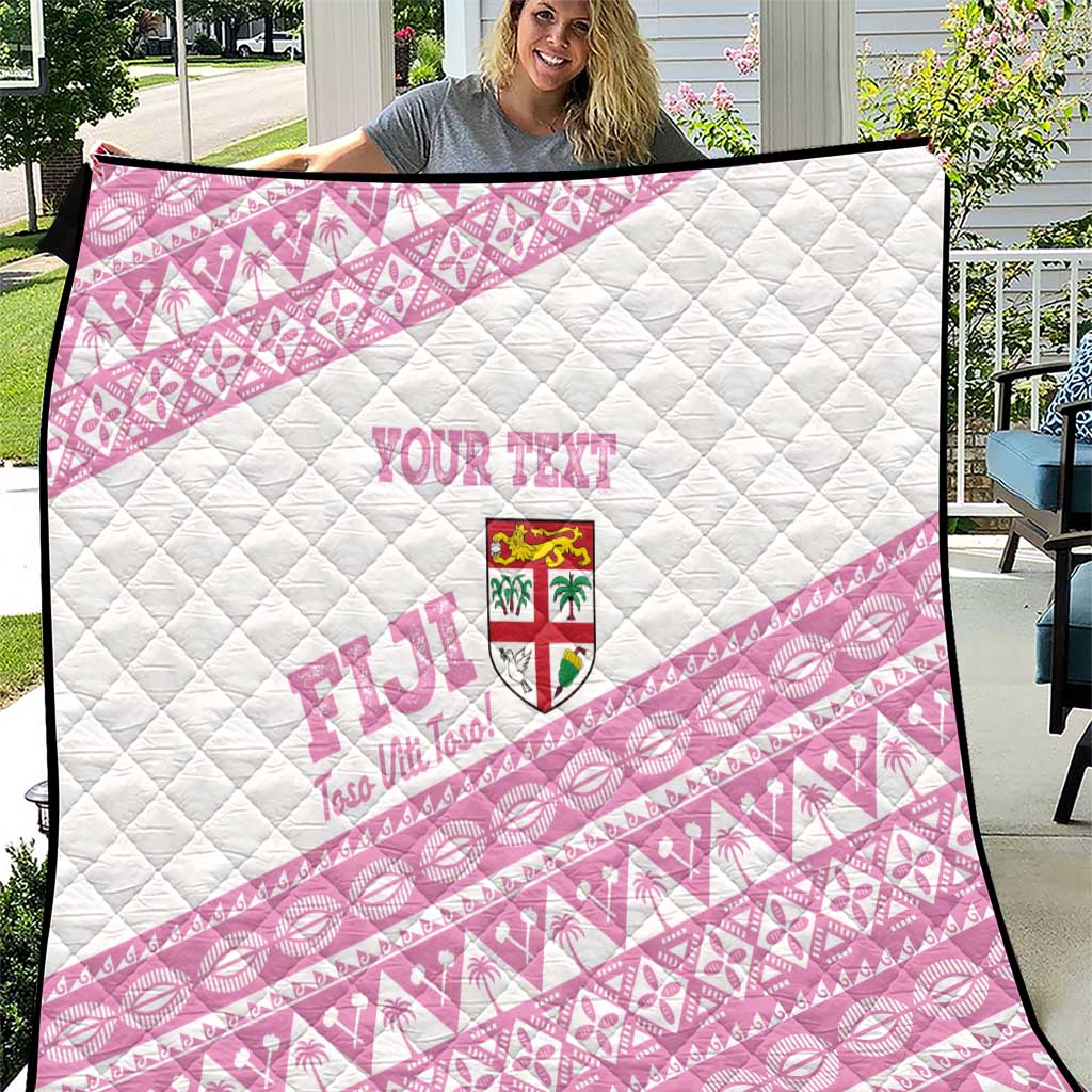 Fiji Rugby 2025 Custom Quilt Fijian Tapa Toso Viti Toso - Pink