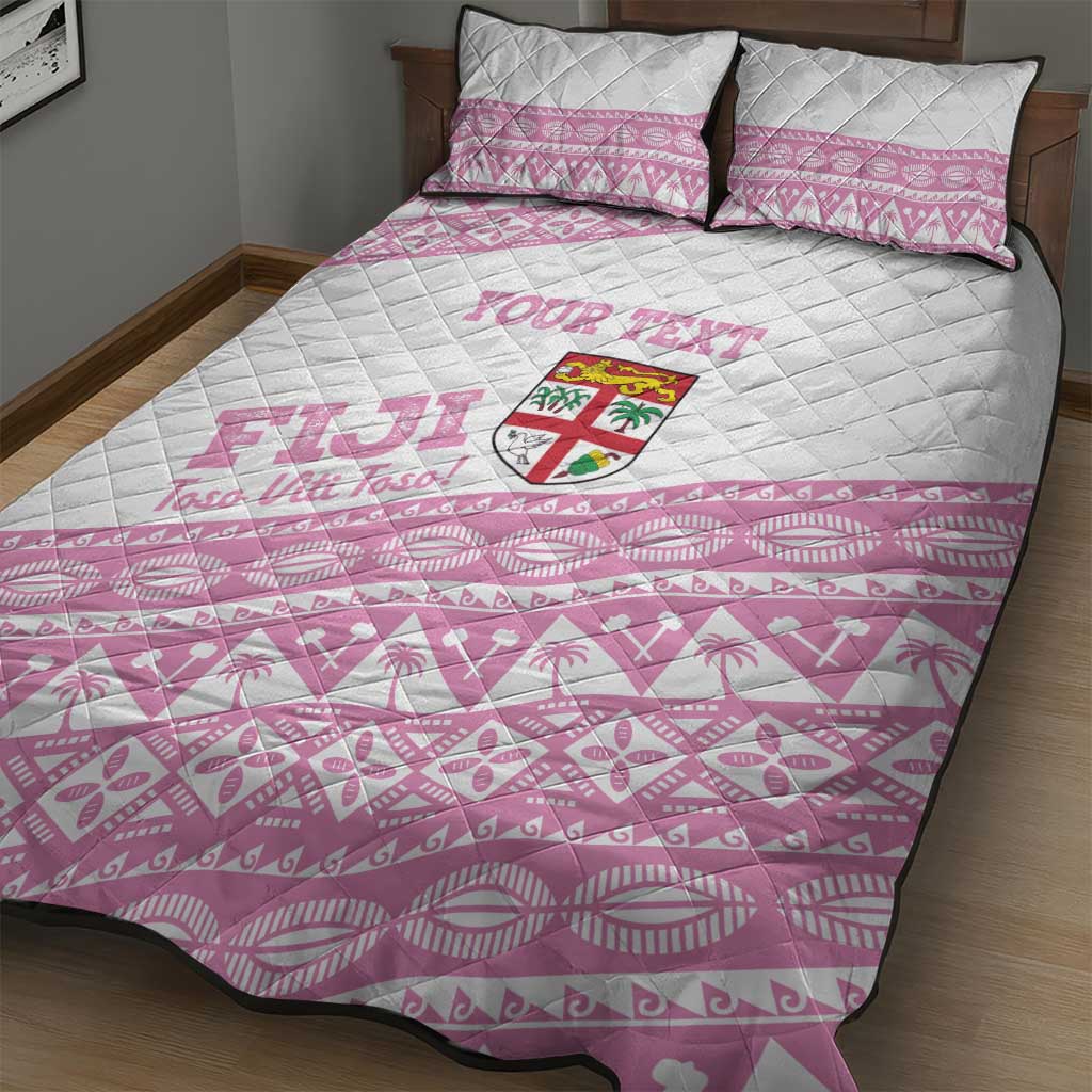 Fiji Rugby 2025 Custom Quilt Bed Set Fijian Tapa Toso Viti Toso - Pink