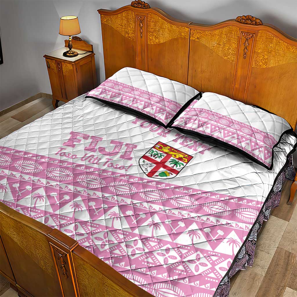 Fiji Rugby 2025 Custom Quilt Bed Set Fijian Tapa Toso Viti Toso - Pink