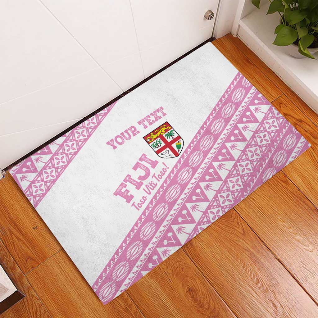 Fiji Rugby 2025 Custom Rubber Doormat Fijian Tapa Toso Viti Toso - Pink