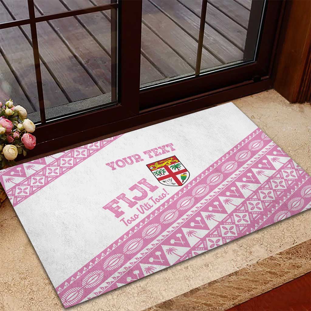 Fiji Rugby 2025 Custom Rubber Doormat Fijian Tapa Toso Viti Toso - Pink