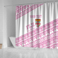 Fiji Rugby 2025 Custom Shower Curtain Fijian Tapa Toso Viti Toso - Pink