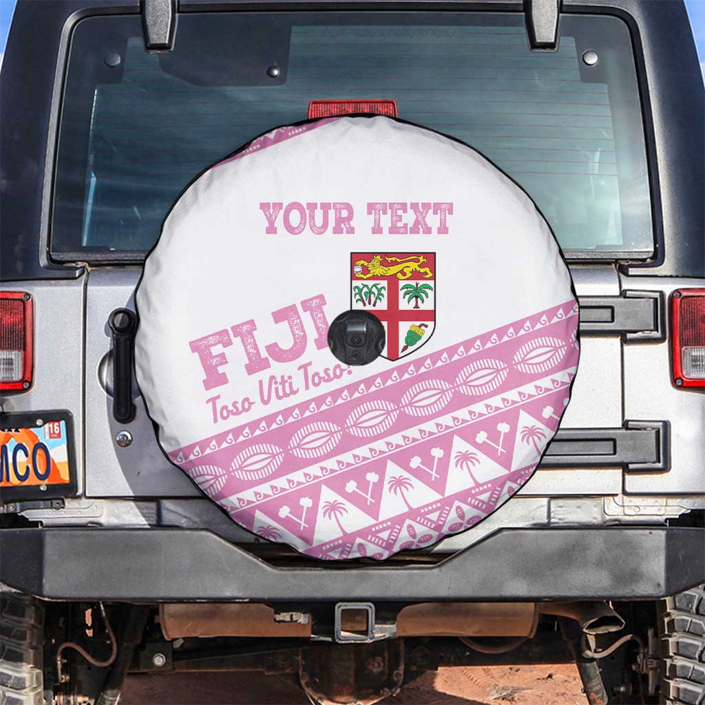 Fiji Rugby 2025 Custom Spare Tire Cover Fijian Tapa Toso Viti Toso - Pink
