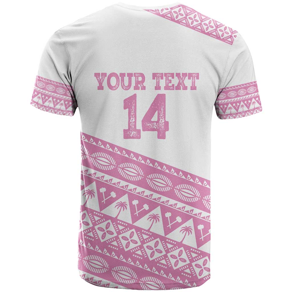 Fiji Rugby 2025 Custom T Shirt Fijian Tapa Toso Viti Toso - Pink