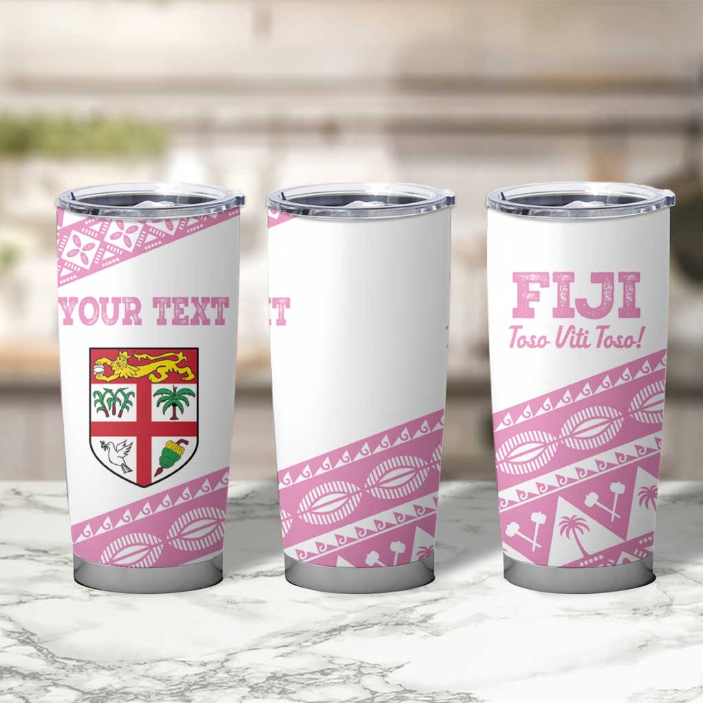 Fiji Rugby 2025 Custom Tumbler Cup Fijian Tapa Toso Viti Toso - Pink