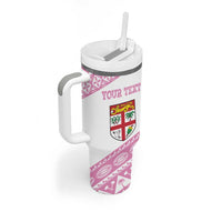 Fiji Rugby 2025 Custom Tumbler With Handle Fijian Tapa Toso Viti Toso - Pink