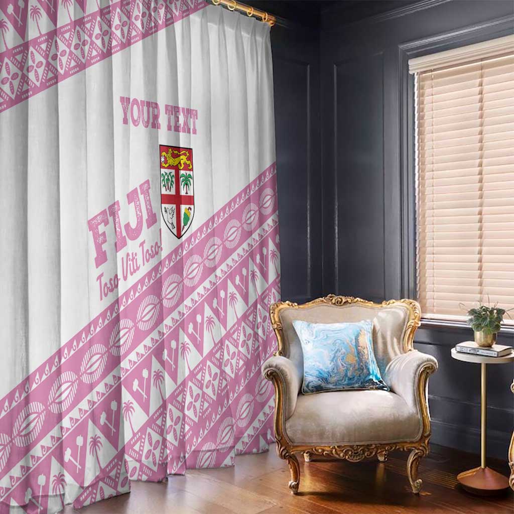 Fiji Rugby 2025 Custom Window Curtain Fijian Tapa Toso Viti Toso - Pink