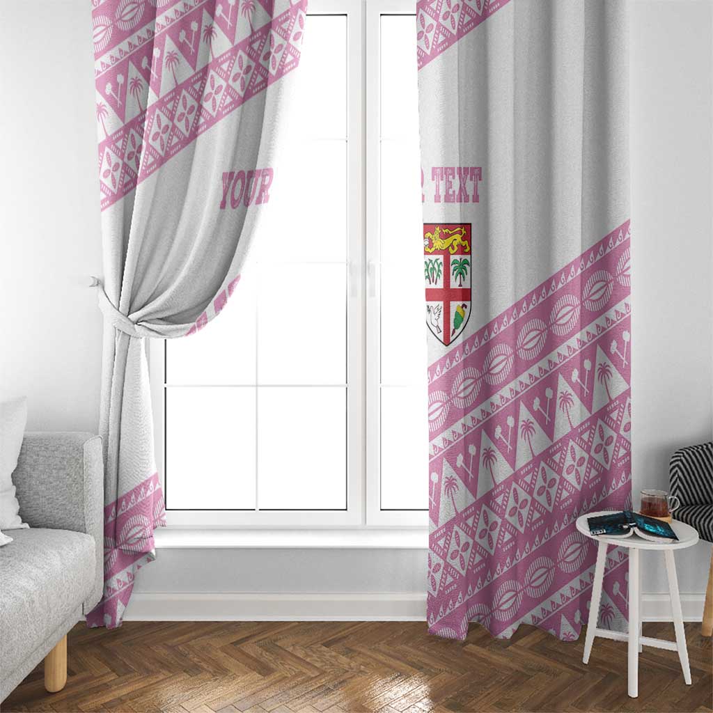 Fiji Rugby 2025 Custom Window Curtain Fijian Tapa Toso Viti Toso - Pink