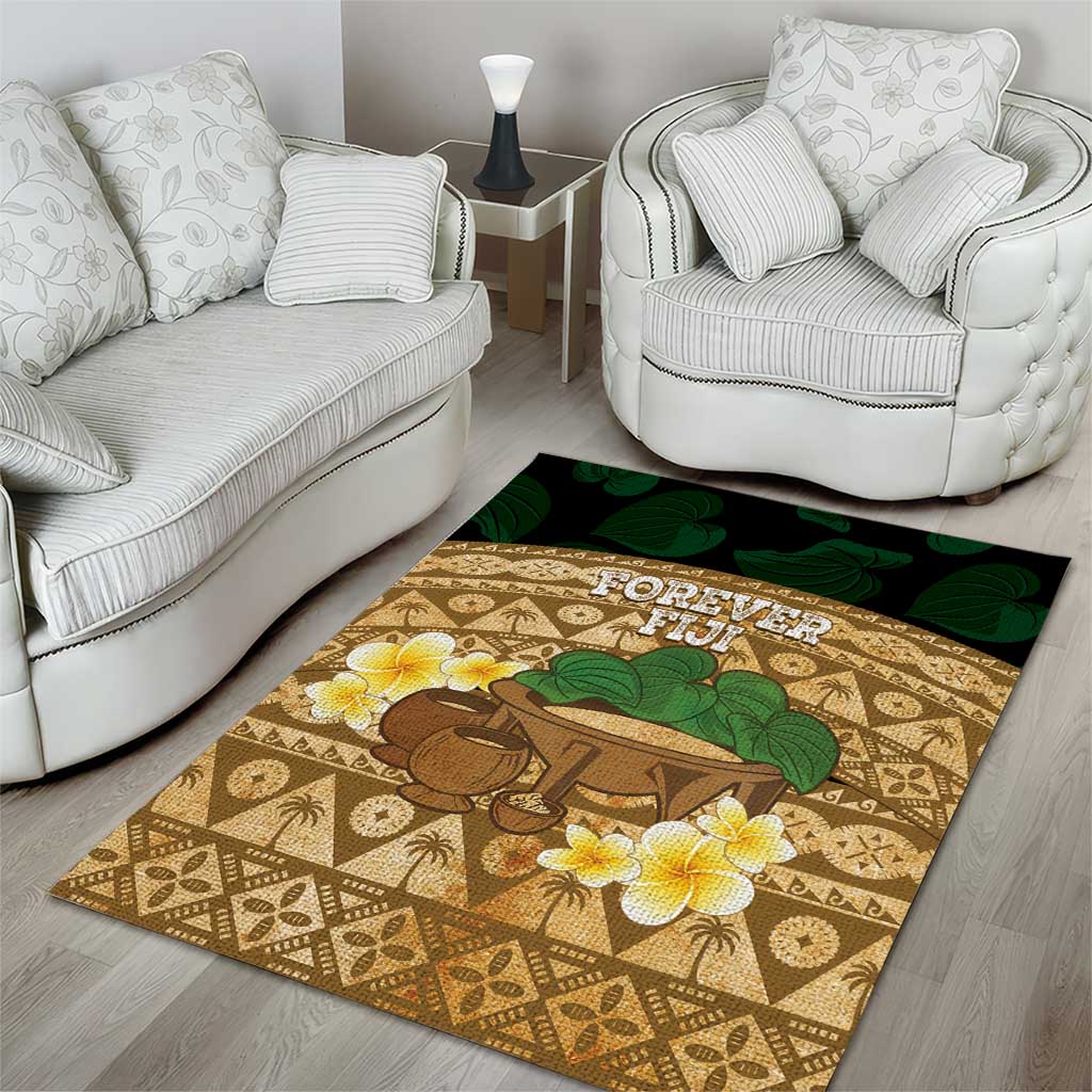 Bula Fiji Kava Bowl Area Rug Fijian Tapa Cloth Vintage Vibe