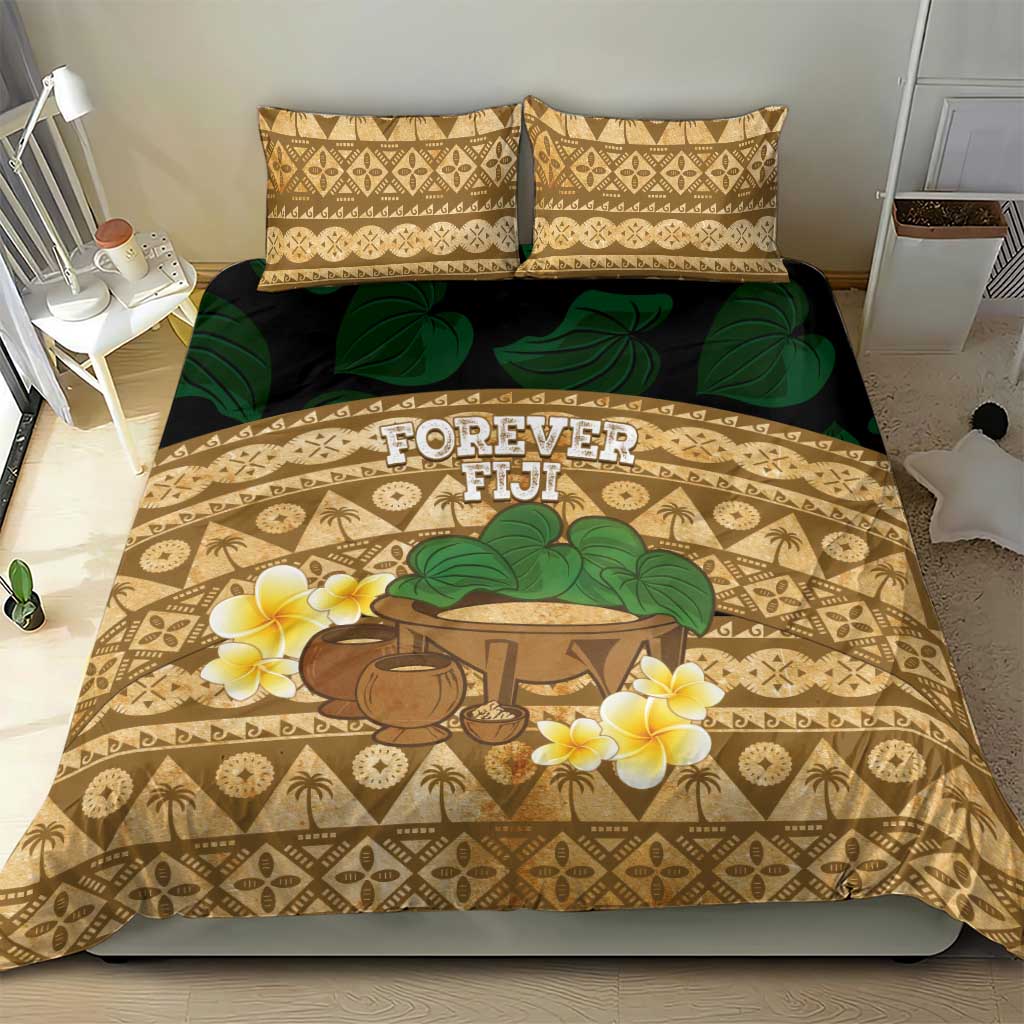 Bula Fiji Kava Bowl Bedding Set Fijian Tapa Cloth Vintage Vibe
