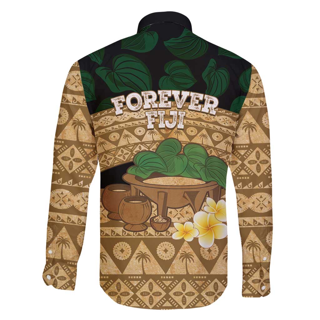 Bula Fiji Kava Bowl Family Matching Long Sleeve Bodycon Dress and Hawaiian Shirt Fijian Tapa Cloth Vintage Vibe