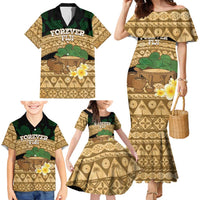 Bula Fiji Kava Bowl Family Matching Mermaid Dress and Hawaiian Shirt Fijian Tapa Cloth Vintage Vibe