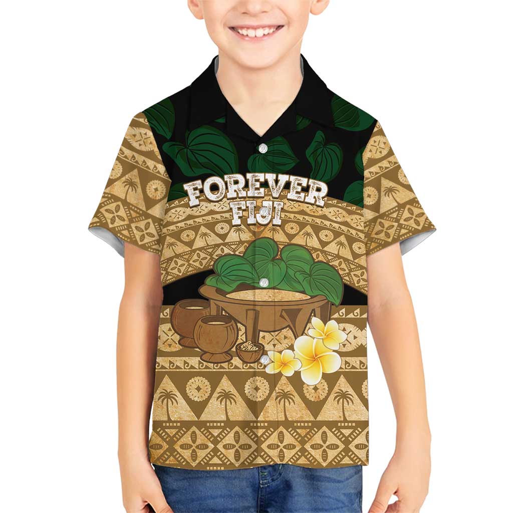 Bula Fiji Kava Bowl Family Matching Off Shoulder Maxi Dress and Hawaiian Shirt Fijian Tapa Cloth Vintage Vibe