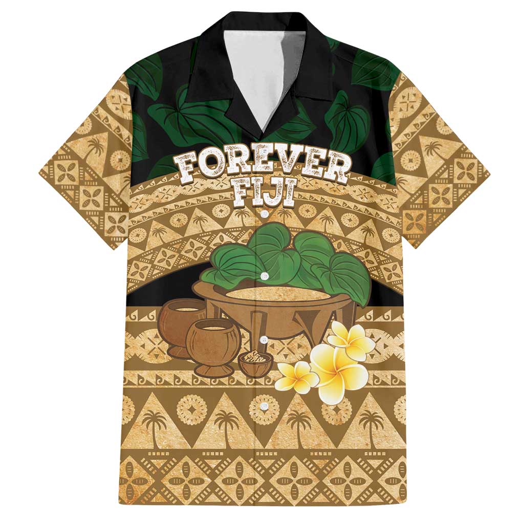 Bula Fiji Kava Bowl Family Matching Off Shoulder Short Dress and Hawaiian Shirt Fijian Tapa Cloth Vintage Vibe