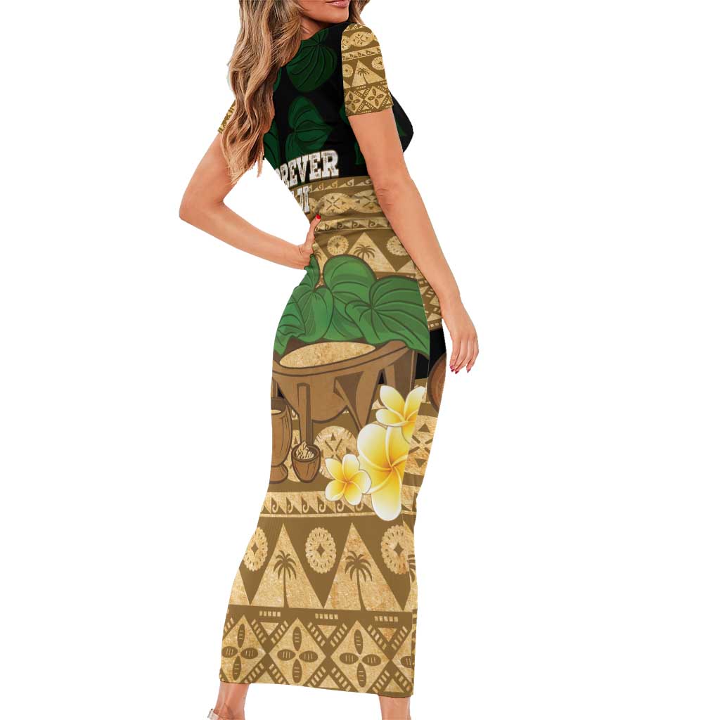 Bula Fiji Kava Bowl Family Matching Short Sleeve Bodycon Dress and Hawaiian Shirt Fijian Tapa Cloth Vintage Vibe