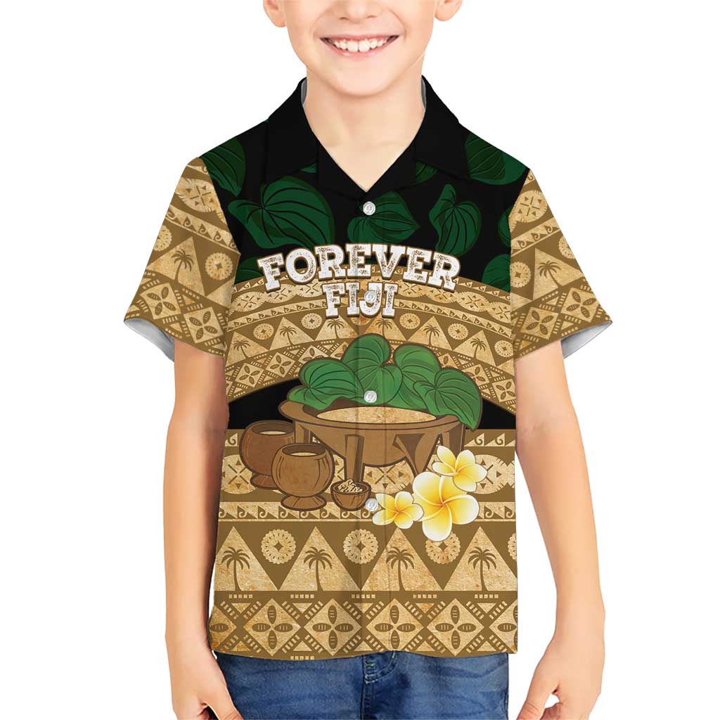 Bula Fiji Kava Bowl Family Matching Short Sleeve Bodycon Dress and Hawaiian Shirt Fijian Tapa Cloth Vintage Vibe