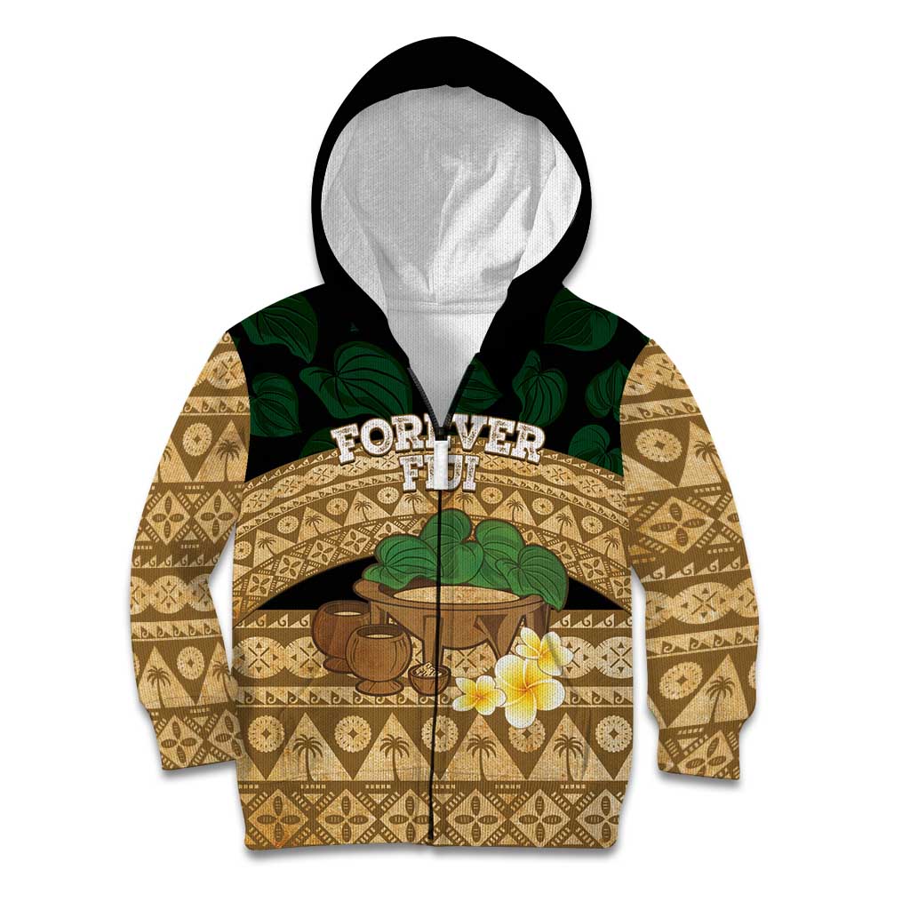 Bula Fiji Kava Bowl Kid Hoodie Fijian Tapa Cloth Vintage Vibe