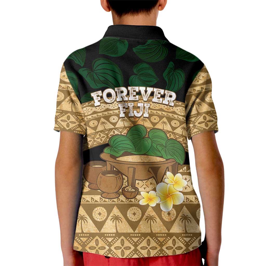 Bula Fiji Kava Bowl Kid Polo Shirt Fijian Tapa Cloth Vintage Vibe