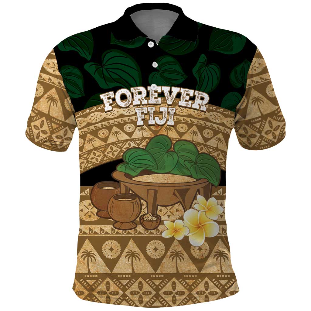 Bula Fiji Kava Bowl Polo Shirt Fijian Tapa Cloth Vintage Vibe