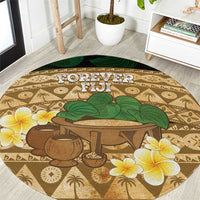 Bula Fiji Kava Bowl Round Carpet Fijian Tapa Cloth Vintage Vibe