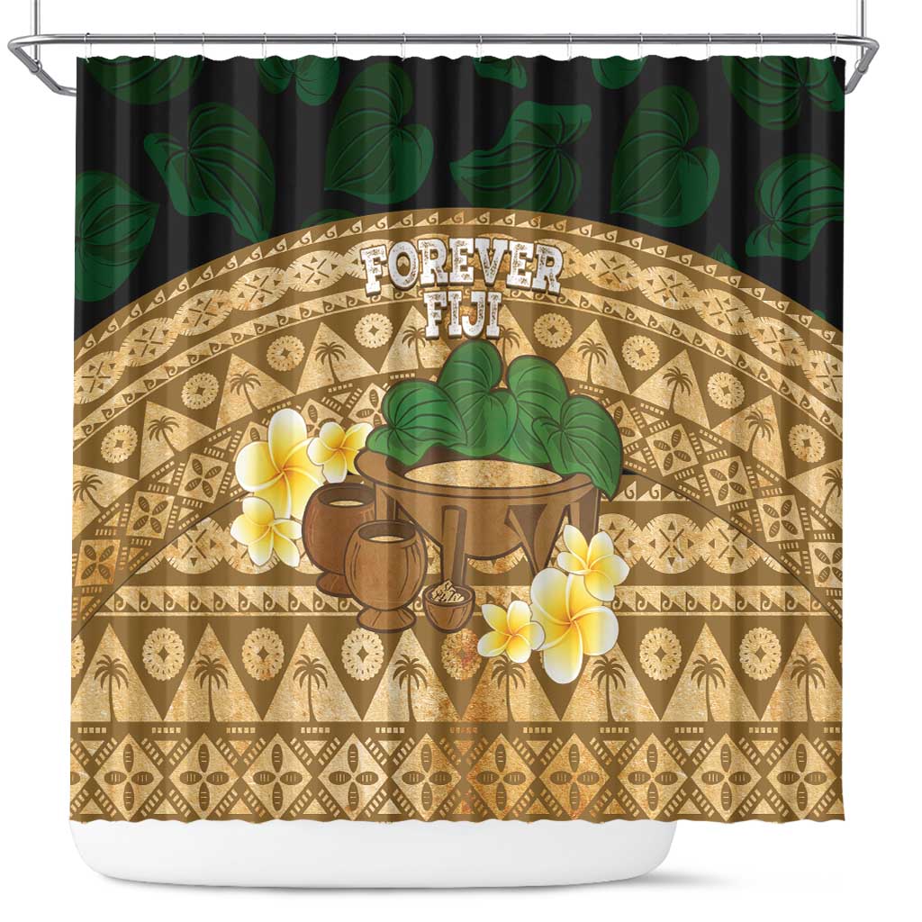 Bula Fiji Kava Bowl Shower Curtain Fijian Tapa Cloth Vintage Vibe