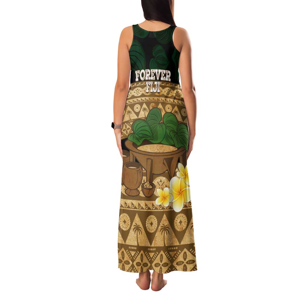Bula Fiji Kava Bowl Tank Maxi Dress Fijian Tapa Cloth Vintage Vibe