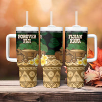 Bula Fiji Kava Bowl Tumbler With Handle Fijian Tapa Cloth Vintage Vibe