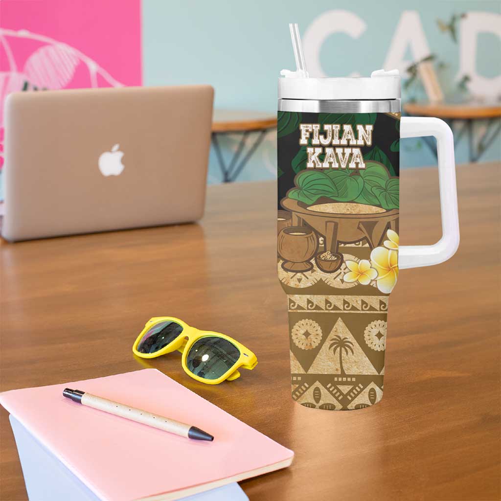 Bula Fiji Kava Bowl Tumbler With Handle Fijian Tapa Cloth Vintage Vibe