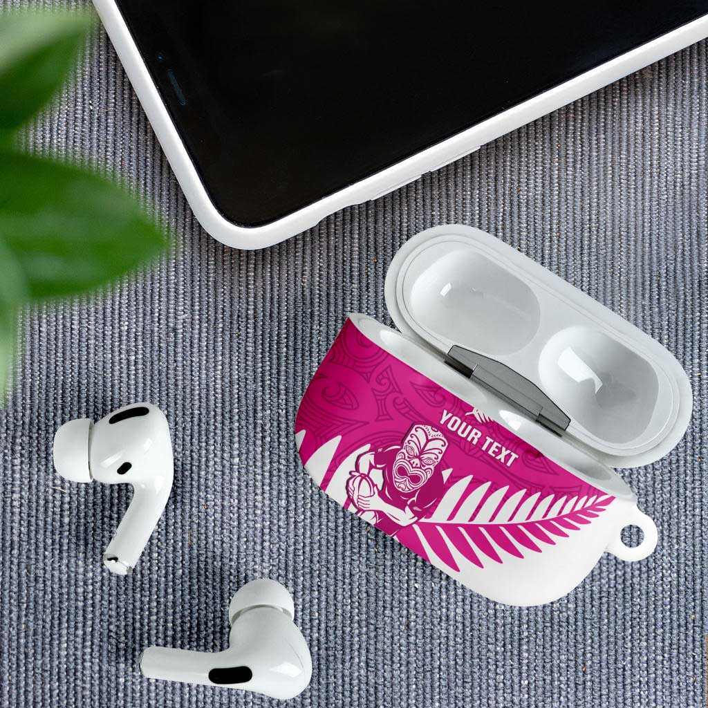 New Zealand Silver Fern Rugby Custom AirPods Case Go All Black Maori Pink Version - Polynesian Pride