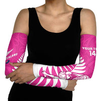 New Zealand Silver Fern Rugby Custom Arm Sleeves Go All Black Maori Pink Version - Polynesian Pride