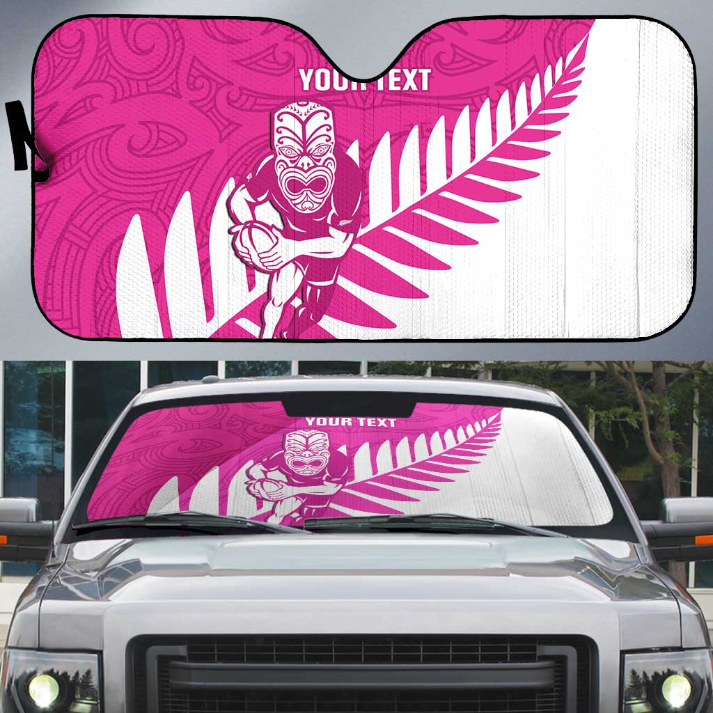 New Zealand Silver Fern Rugby Custom Auto Sun Shade Go All Black Maori Pink Version - Polynesian Pride