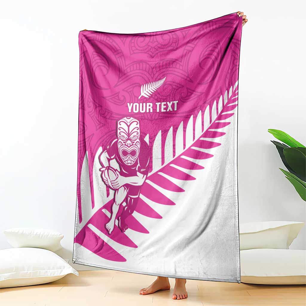 New Zealand Silver Fern Rugby Custom Blanket Go All Black Maori Pink Version