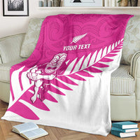 New Zealand Silver Fern Rugby Custom Blanket Go All Black Maori Pink Version