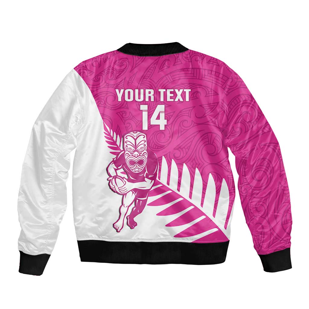 New Zealand Silver Fern Rugby Custom Bomber Jacket Go All Black Maori Pink Version