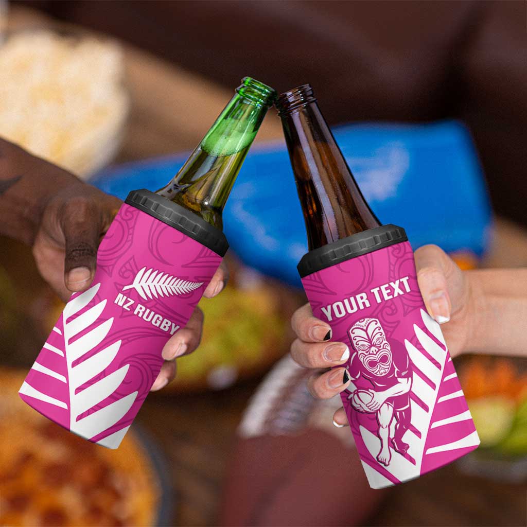 New Zealand Silver Fern Rugby Custom 4 in 1 Can Cooler Tumbler Go All Black Maori Pink Version