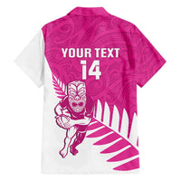 New Zealand Silver Fern Rugby Custom Family Matching Off Shoulder Maxi Dress and Hawaiian Shirt Go All Black Maori Pink Version