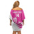 New Zealand Silver Fern Rugby Custom Family Matching Off Shoulder Short Dress and Hawaiian Shirt Go All Black Maori Pink Version