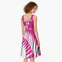 New Zealand Silver Fern Rugby Custom Midi Dress Go All Black Maori Pink Version - Polynesian Pride