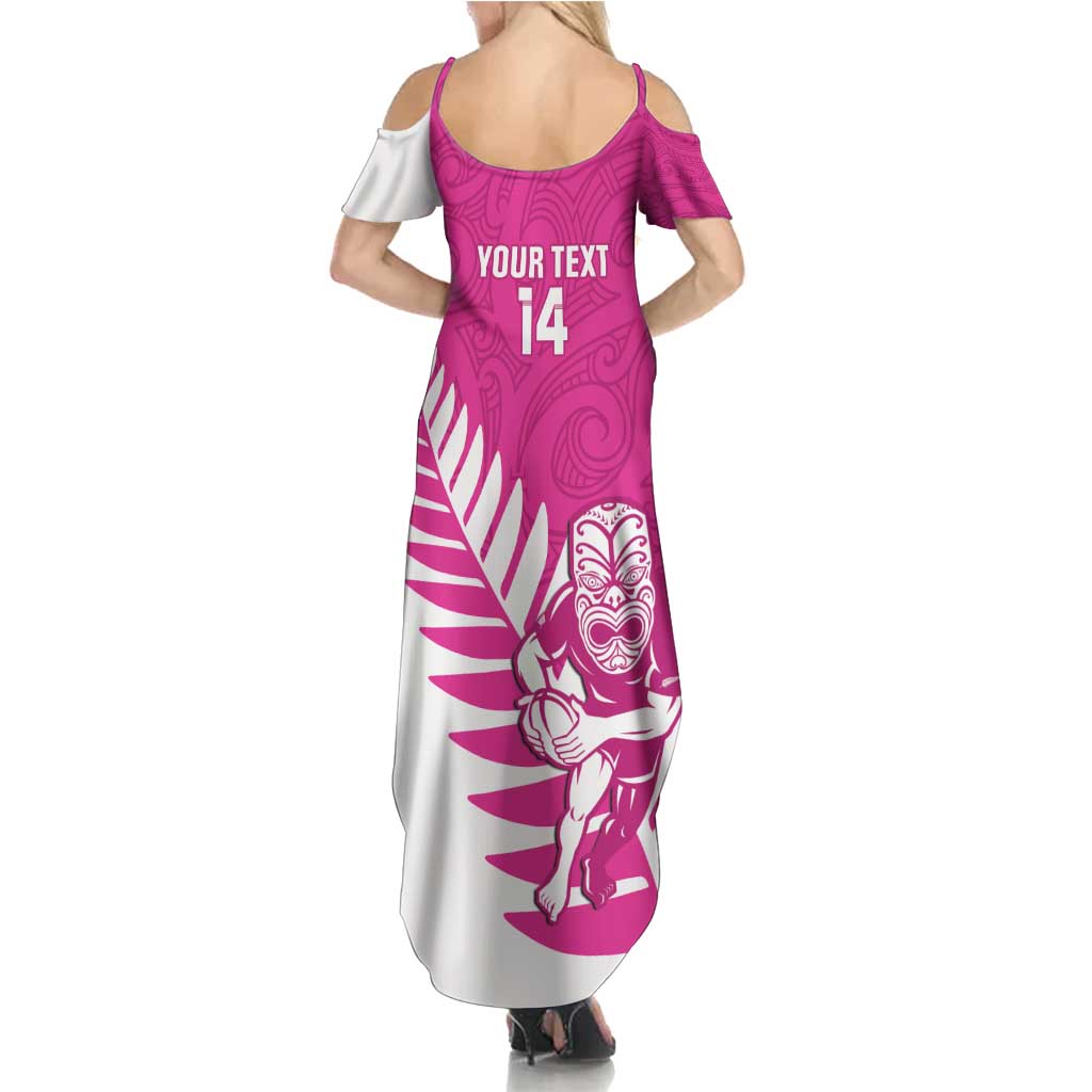 New Zealand Silver Fern Rugby Custom Summer Maxi Dress Go All Black Maori Pink Version