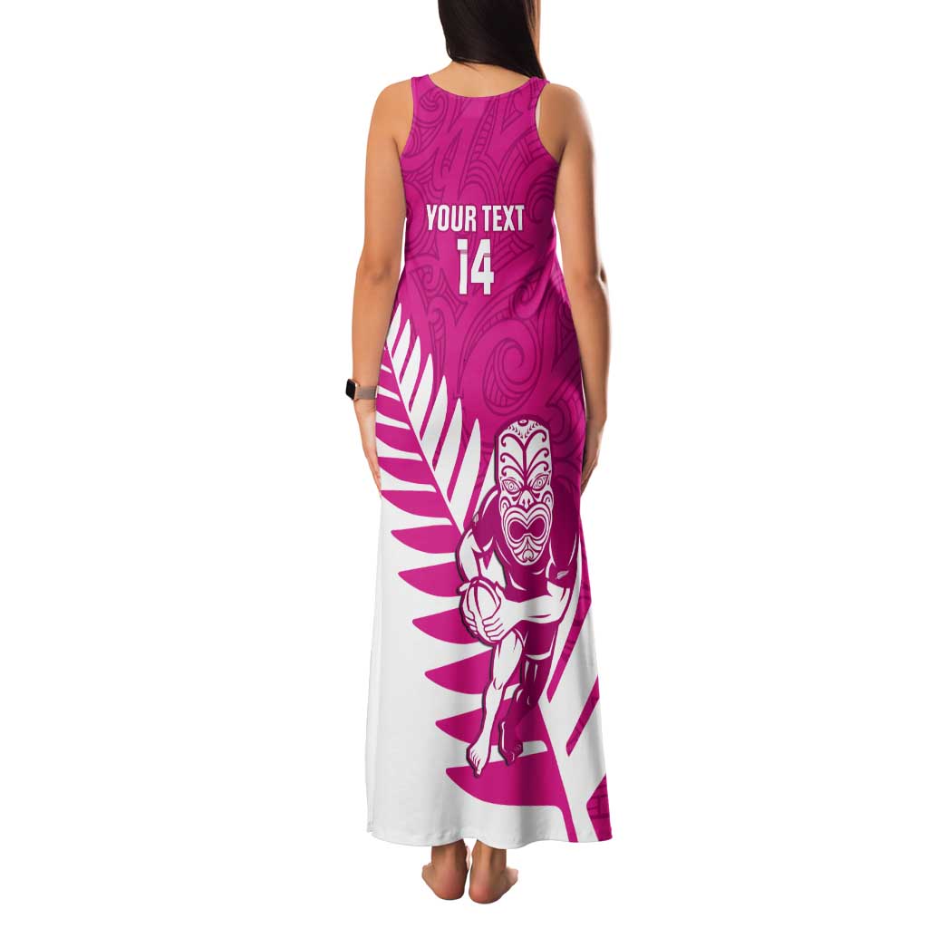 New Zealand Silver Fern Rugby Custom Tank Maxi Dress Go All Black Maori Pink Version