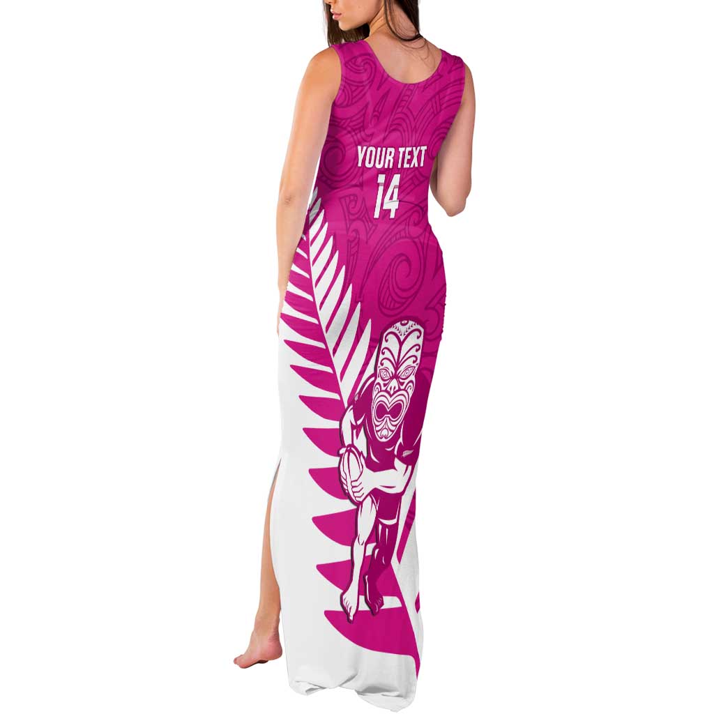 New Zealand Silver Fern Rugby Custom Tank Maxi Dress Go All Black Maori Pink Version