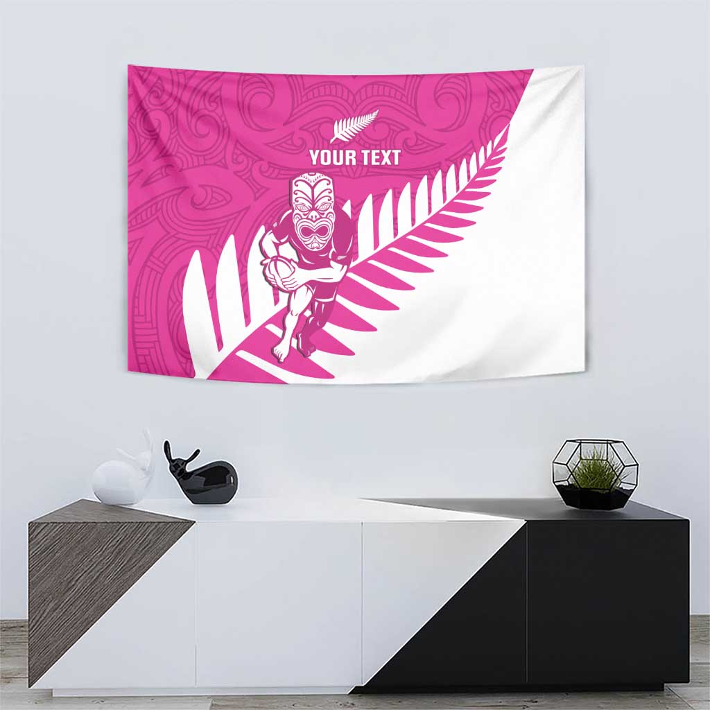 New Zealand Silver Fern Rugby Custom Tapestry Go All Black Maori Pink Version
