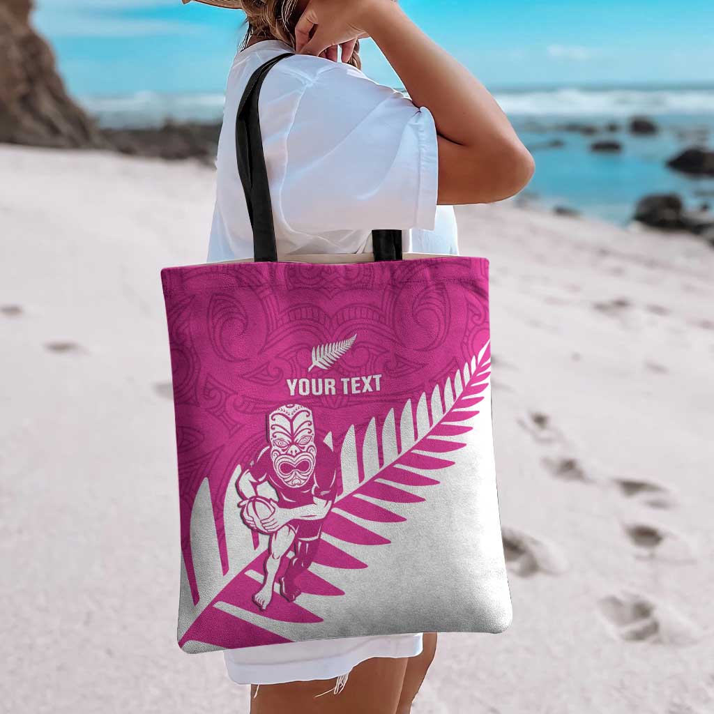 New Zealand Silver Fern Rugby Custom Tote Bag Go All Black Maori Pink Version - Polynesian Pride