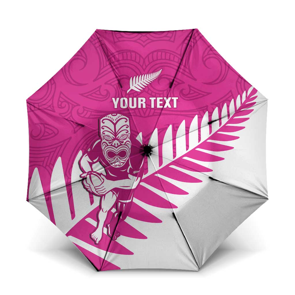 New Zealand Silver Fern Rugby Custom Umbrella Go All Black Maori Pink Version - Polynesian Pride