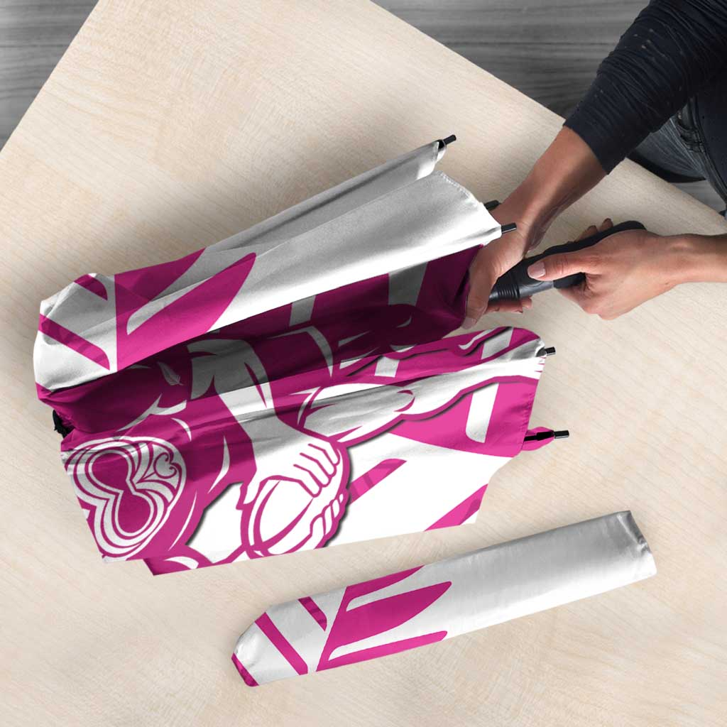 New Zealand Silver Fern Rugby Custom Umbrella Go All Black Maori Pink Version - Polynesian Pride